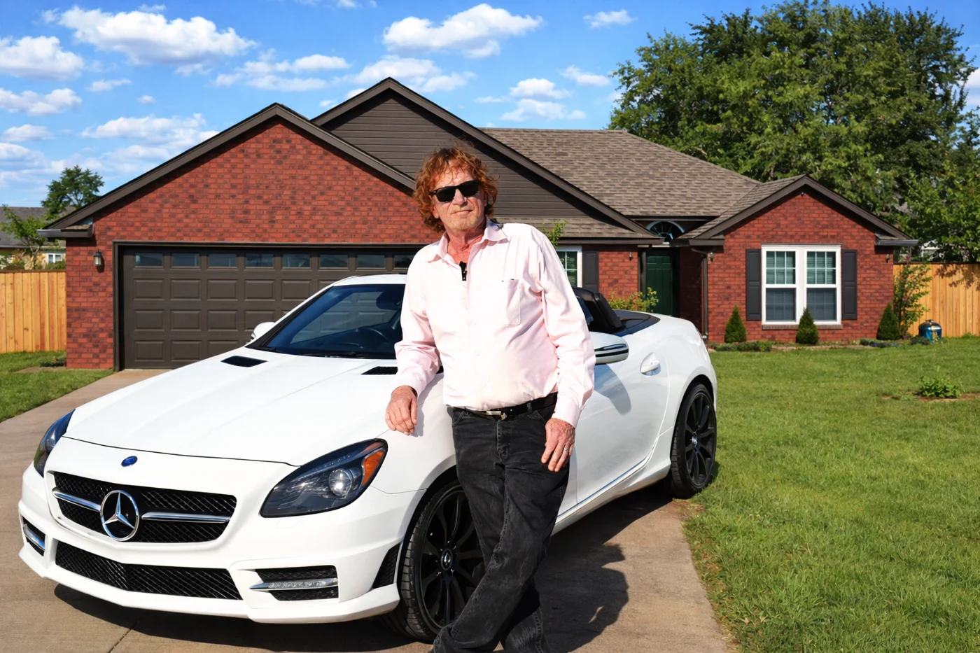 Bill Baker pictured outside an Oklahoma brick home